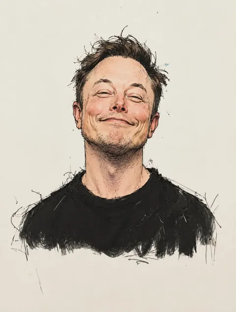Minimalist ink watercolor celebrity caricatures