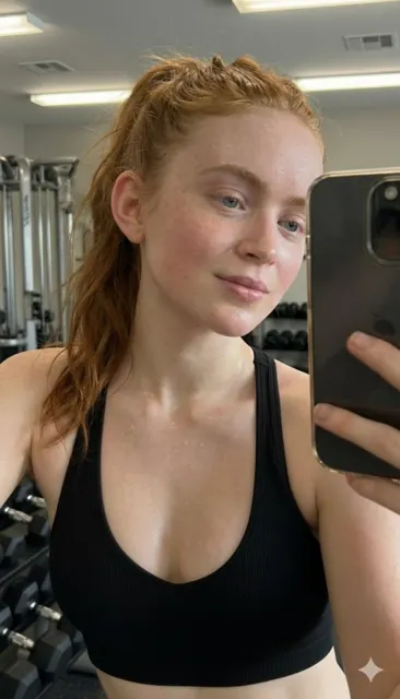 Gym redhead mirror selfie