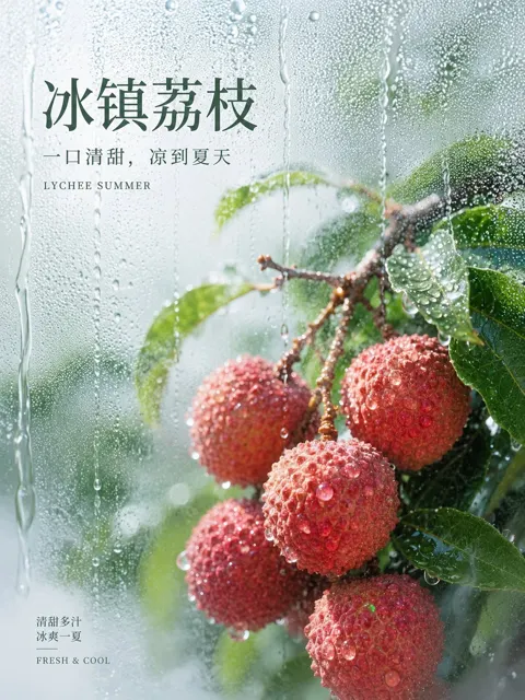 Ice chilled water mist fruit advertising poster