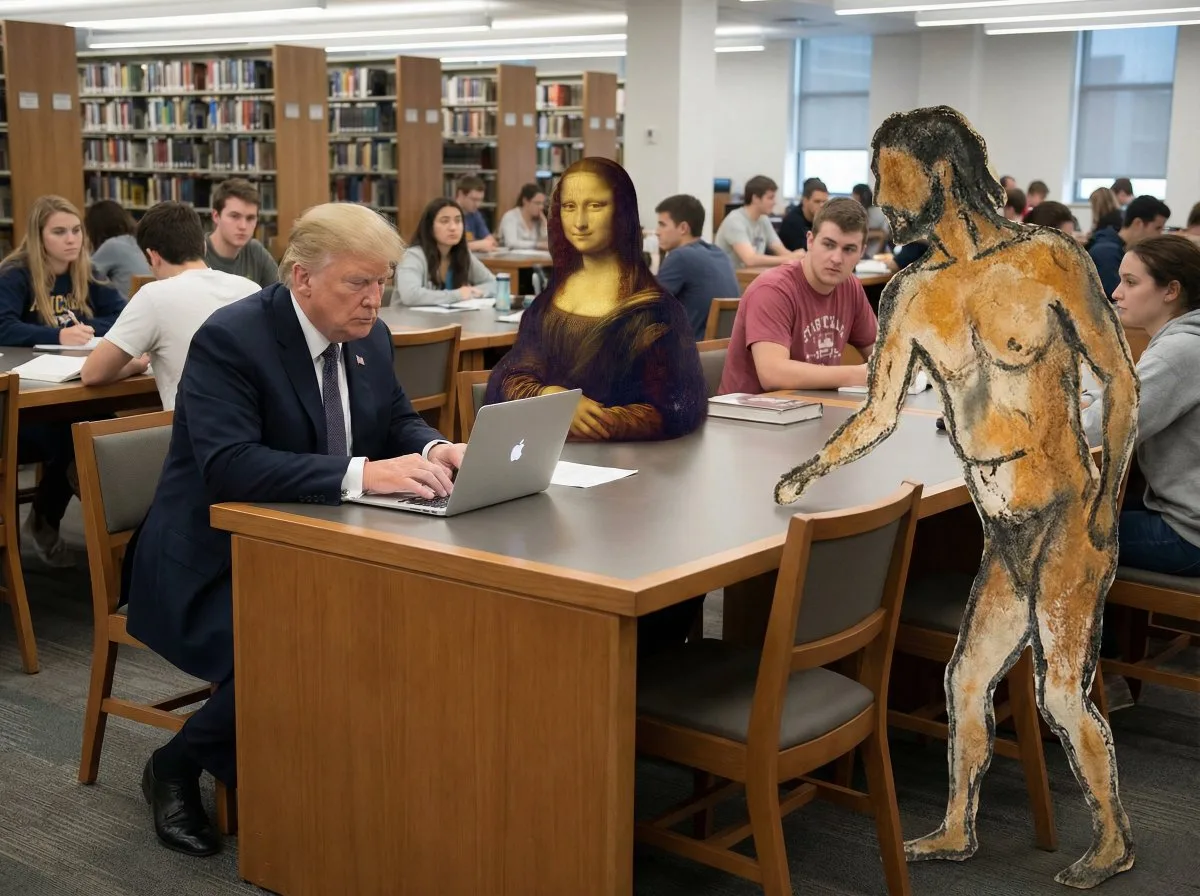Trump mona lisa library hunter — After