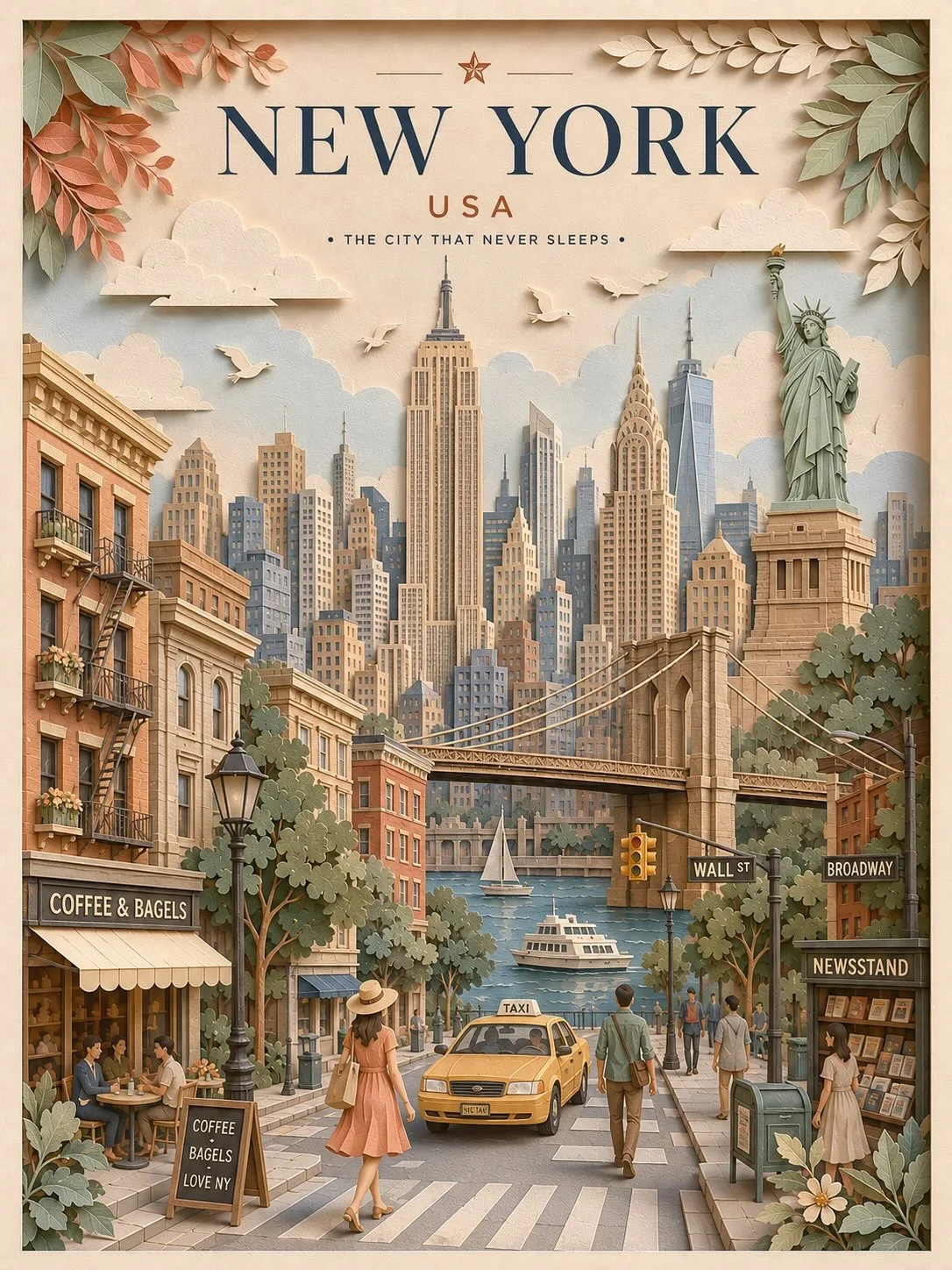 3d layered paper cut travel poster — After