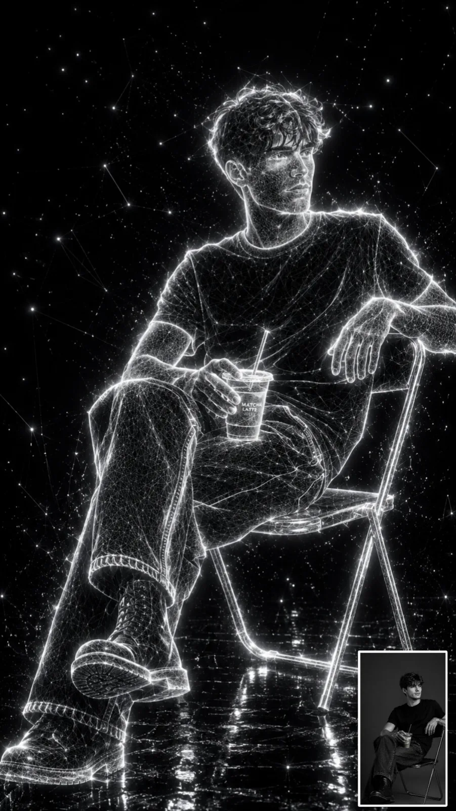 Premium holographic wireframe artwork — After