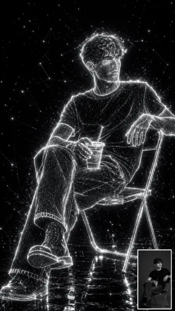 Premium holographic wireframe artwork