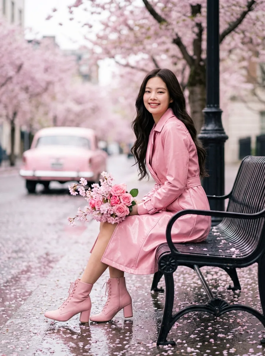 Pink cherry blossom portrait — Sonra