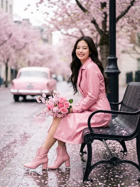 Pink cherry blossom portrait