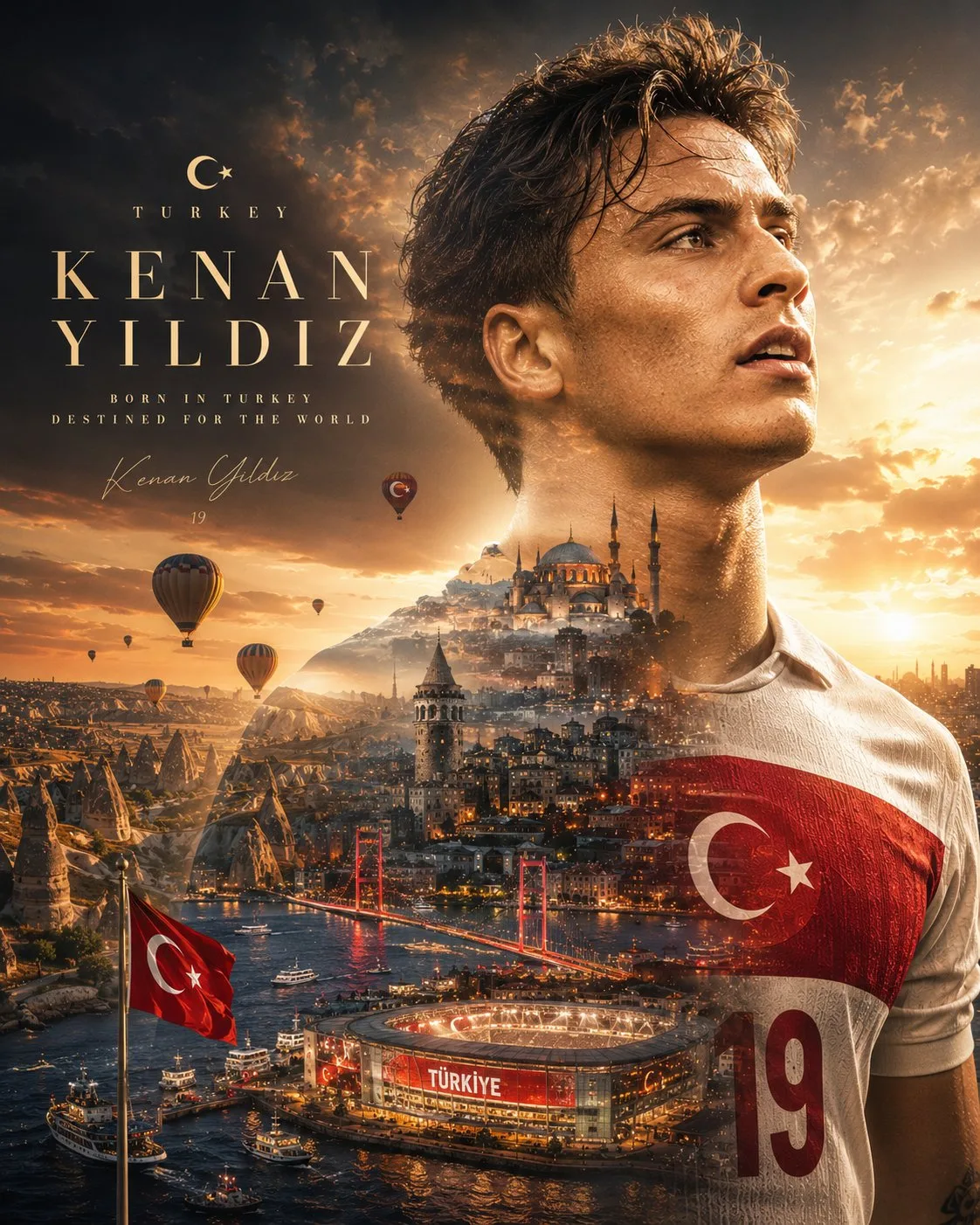 Arda guler turkey cinematic double exposure poster — After