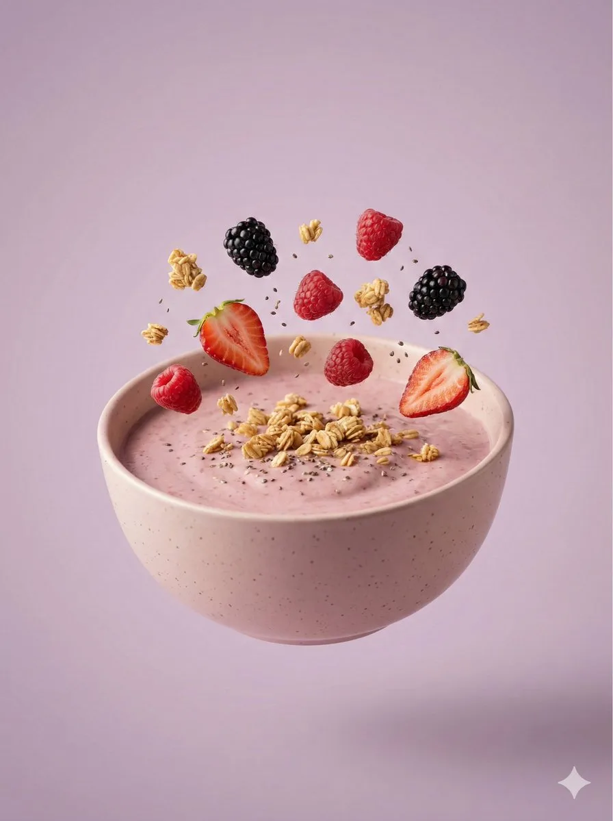 Floating berry smoothie aesthetics — Sonra