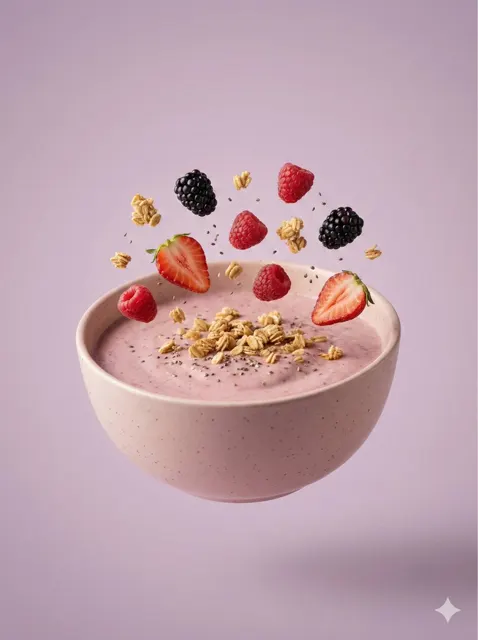 Floating berry smoothie aesthetics