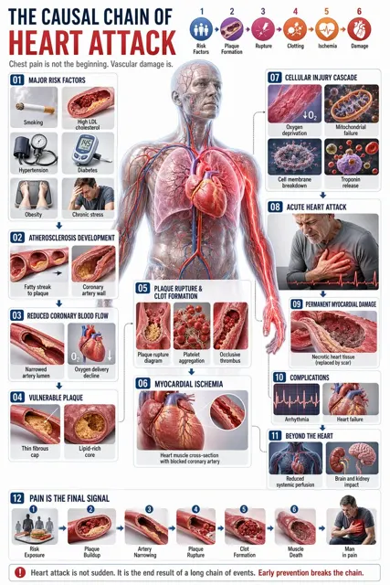 Illustration of heart attack process