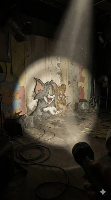 Abandoned studio flashlight beam