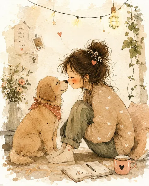 Whimsical watercolor storybook illustration