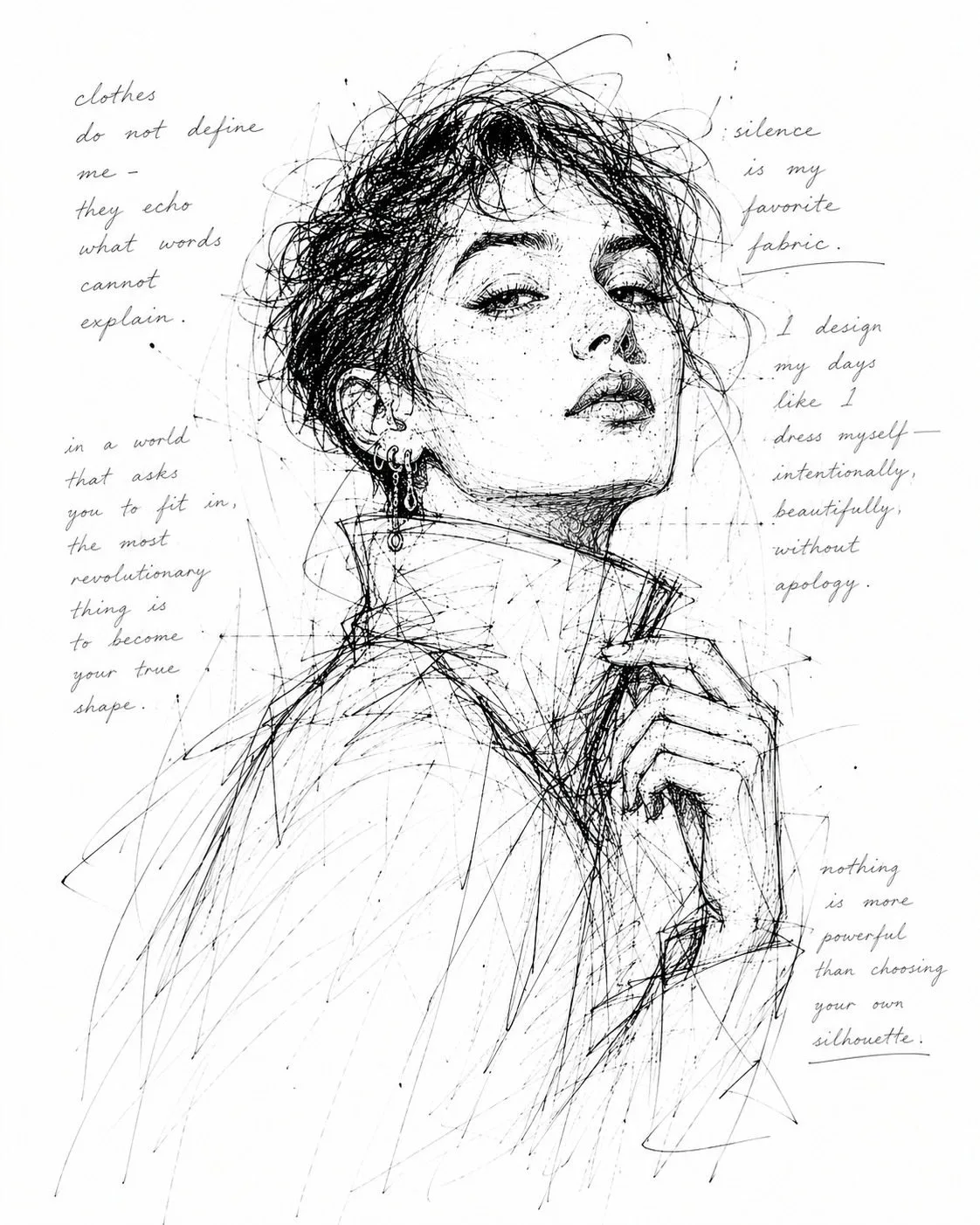 Monochrome scribble ink sketchbook drawing — After