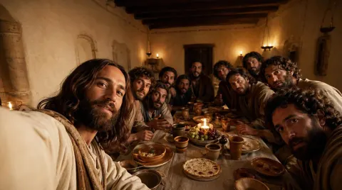 Last supper modern selfie