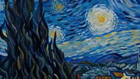 Seedance2 van gogh starry night dynamic oil painting