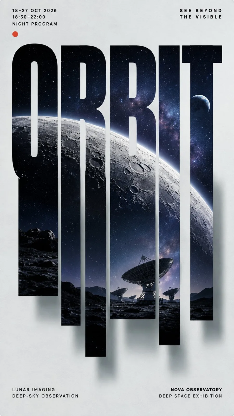 High end vertical sliced typography poster — Sonra