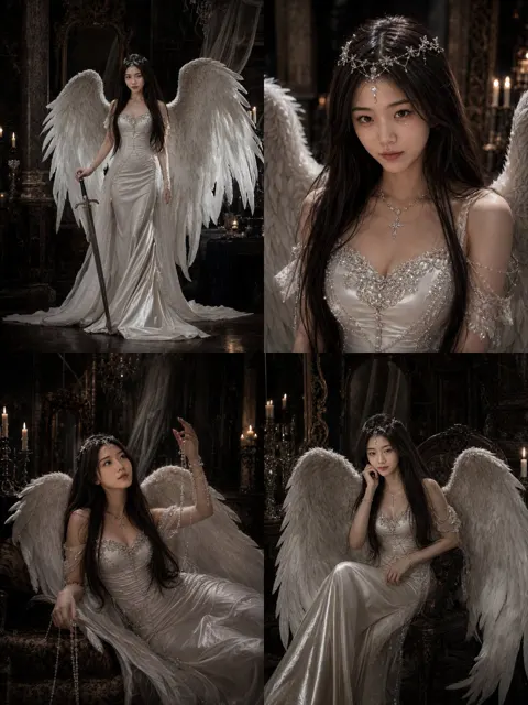 Dark holy angel gothic castle portrait photography