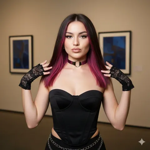 Y2k flash electric purple hair fashion girl