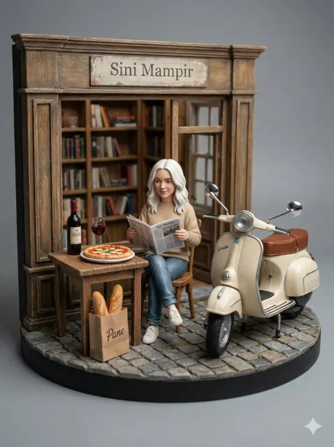 Ultra realistic miniature vespa girl