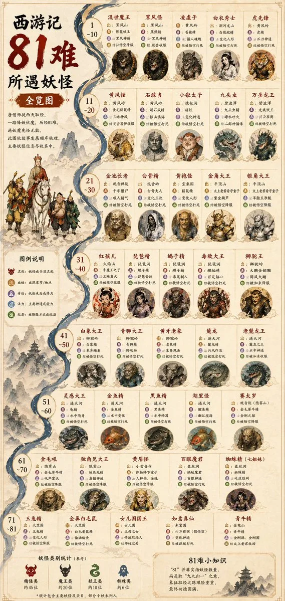 Journey to the west monsters infographic — Sonra