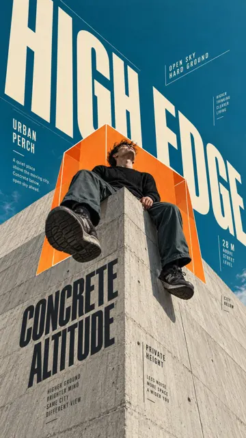 High end urban brutalist editorial poster