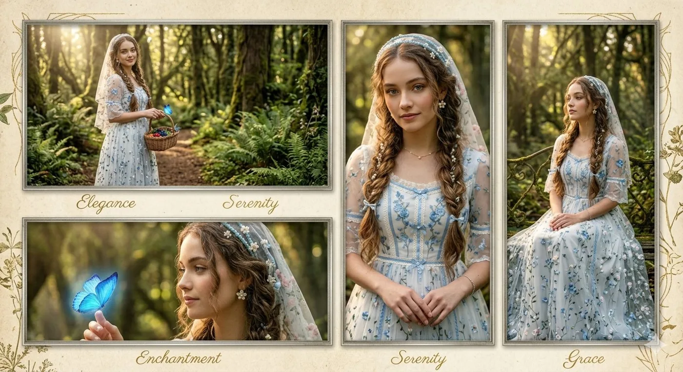 Cottagecore woman enchanted forest cinematic — Sonra