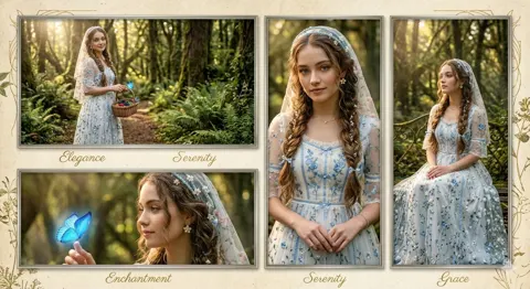 Cottagecore woman enchanted forest cinematic