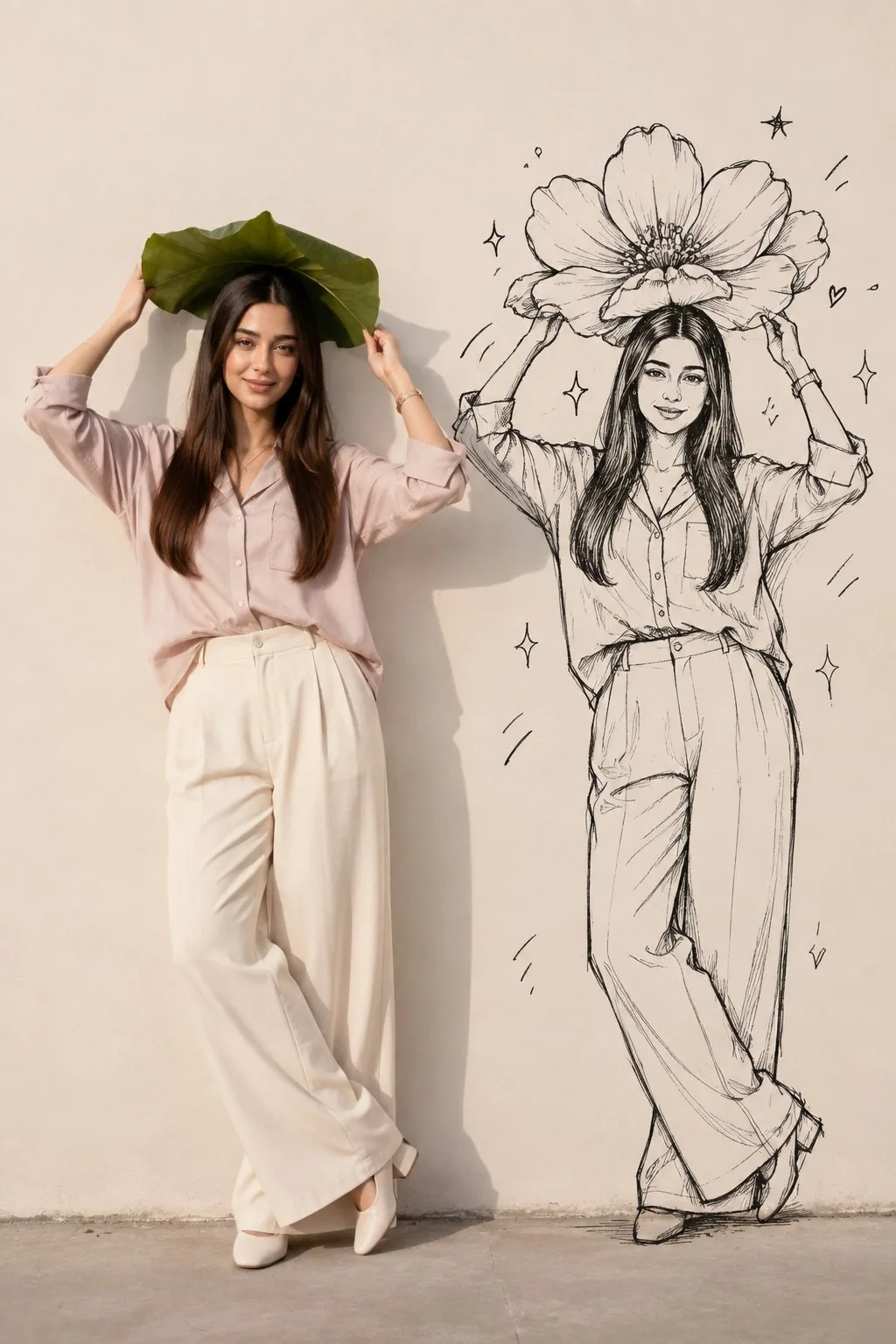 Mixed media fashion editorial doodle portrait — Sonra