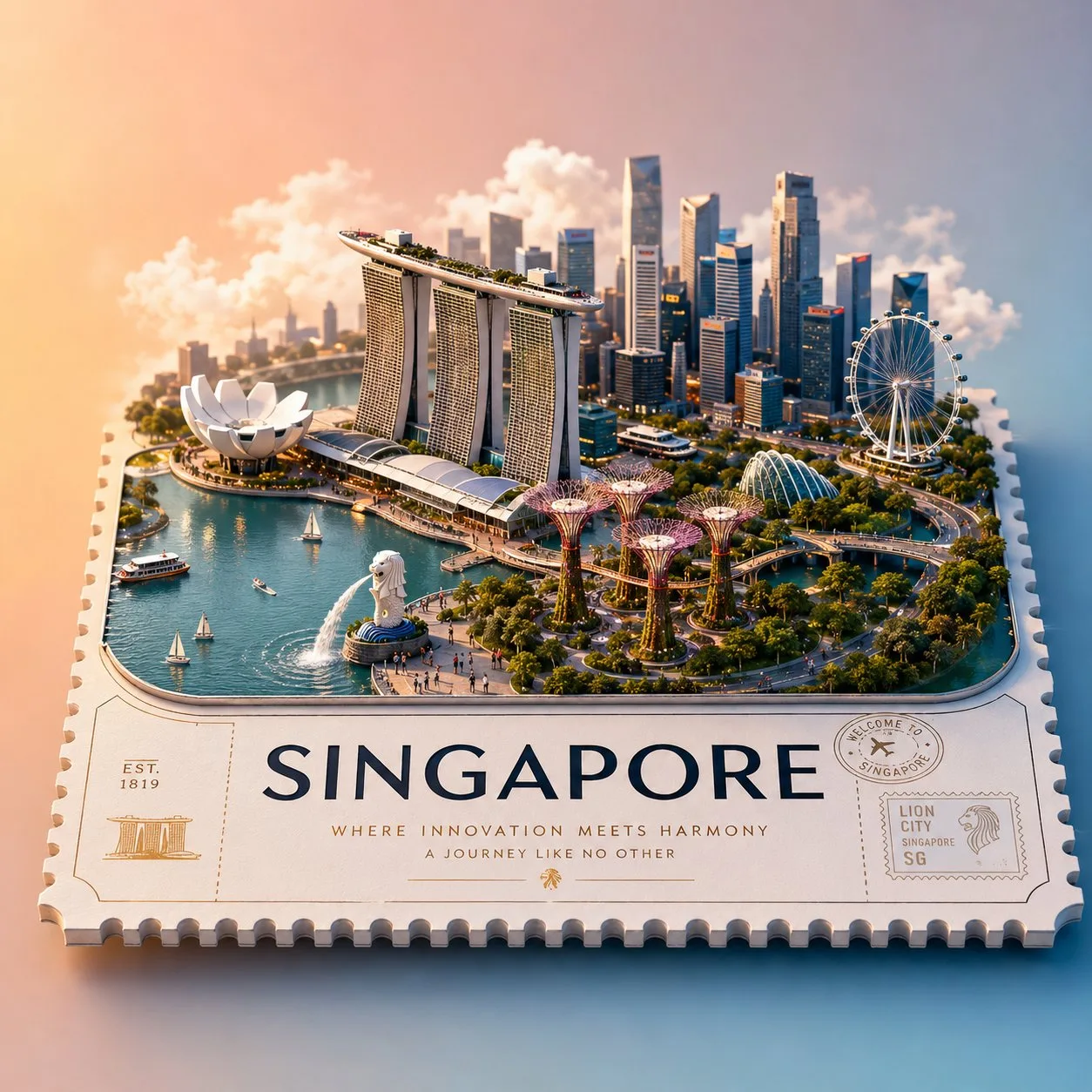 Premium 3d isometric floating miniature travel poster — After