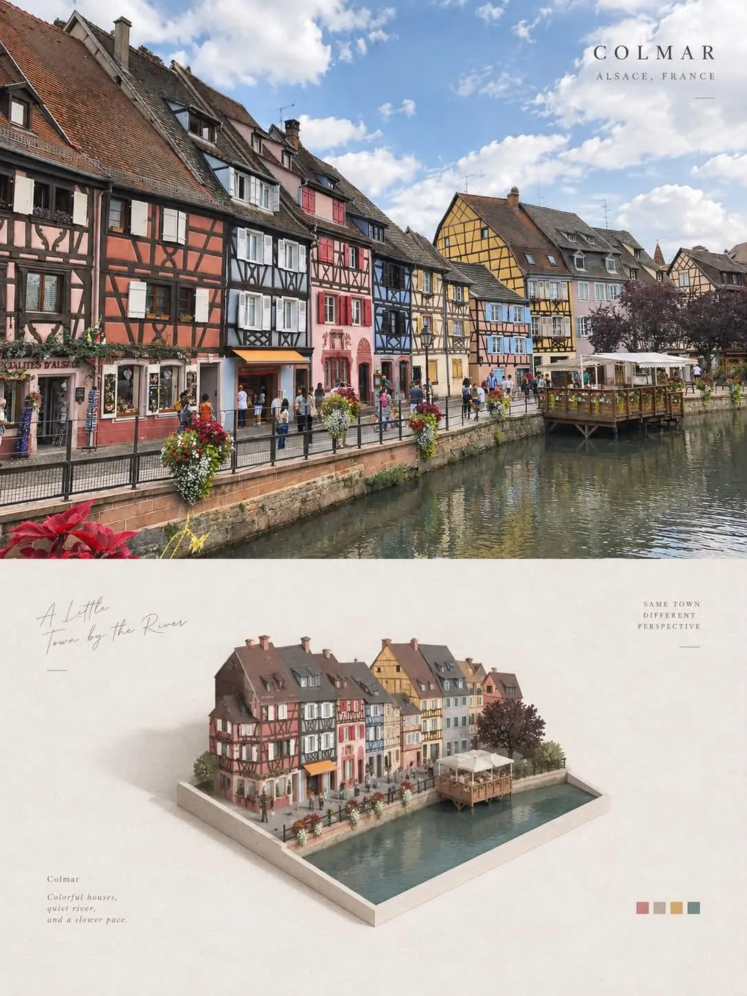 Colmar france travel poster miniature diorama — After