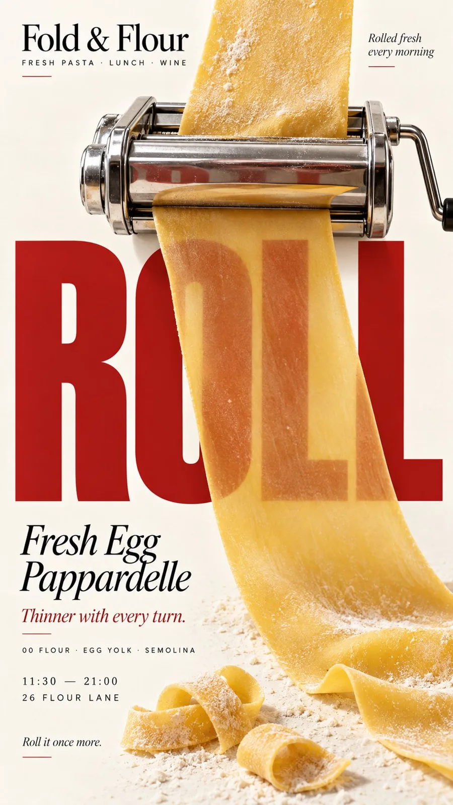 Food editorial poster interaction design prompt — Sonra