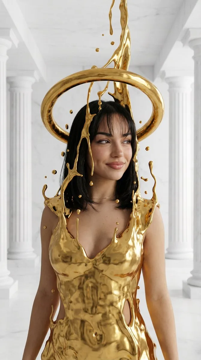 Surreal liquid gold goddess — After