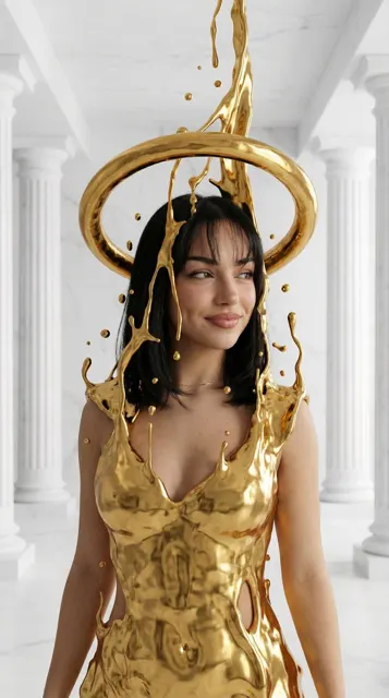 Surreal liquid gold goddess