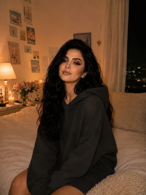 Ultra realistic cozy bedroom girl portrait prompt