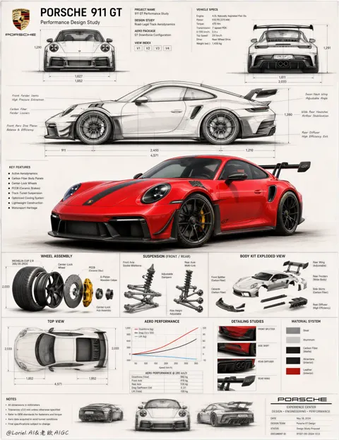 Porsche 911 gt premium automotive design board