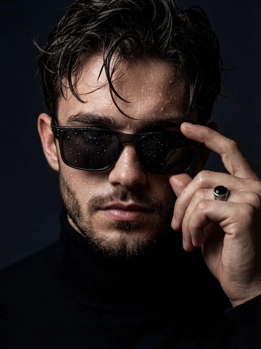 Cinematic moody wet fashion model — Sonra