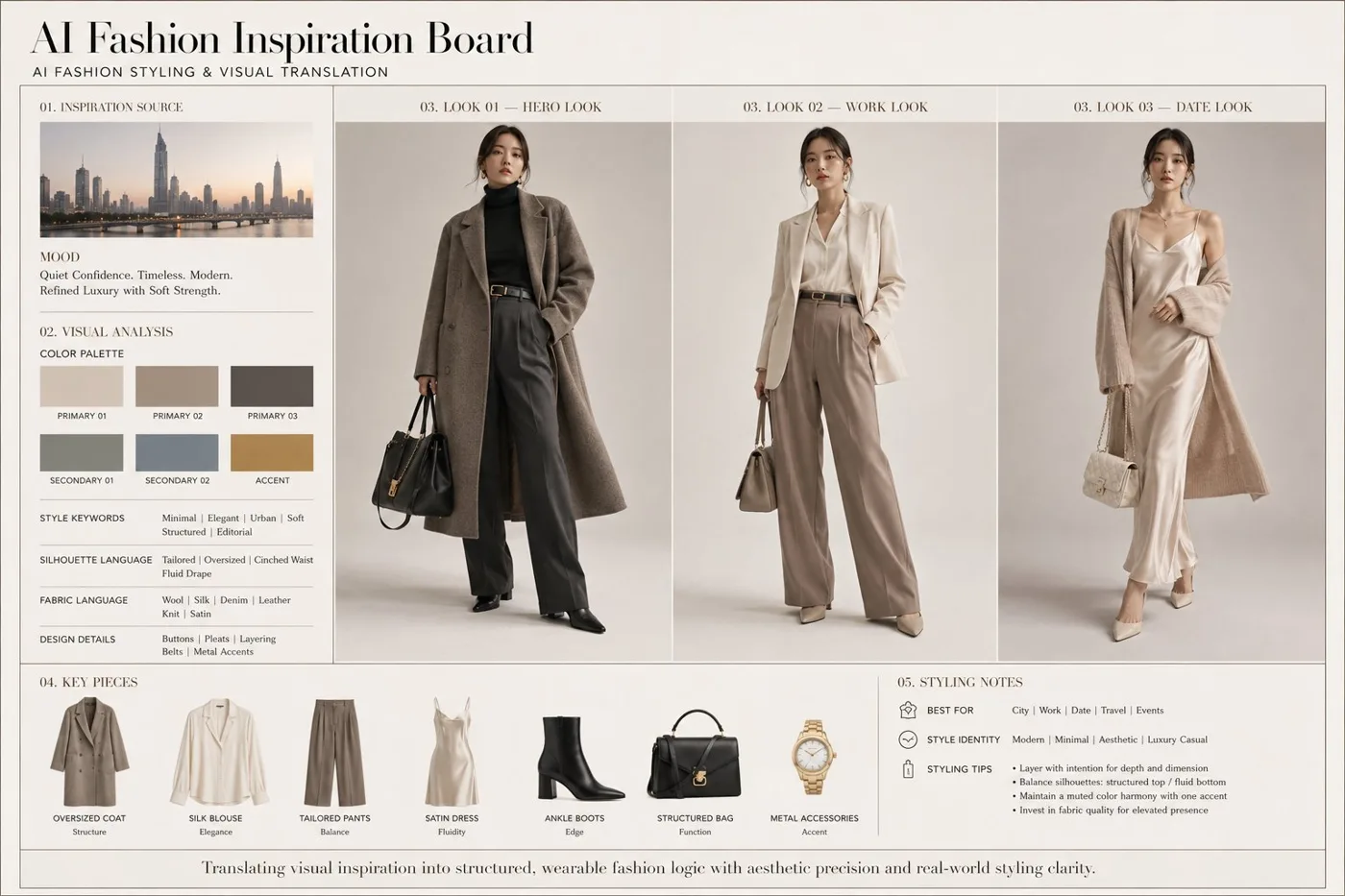 Luxury ai fashion inspiration board editorial layout — After