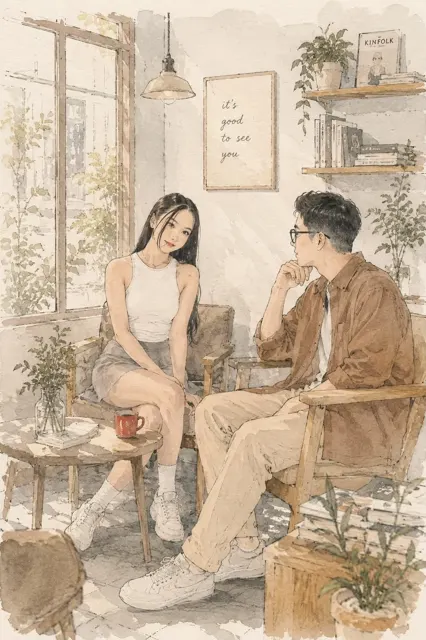 Delicate contemporary japanese lifestyle illustration