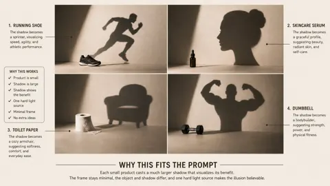 Minimalist product shadow creative ad prompt