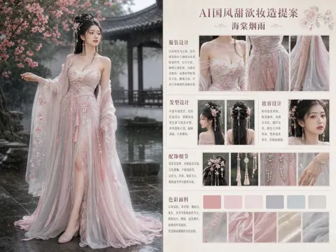 Ai chinese style sweet sultry makeup proposal board