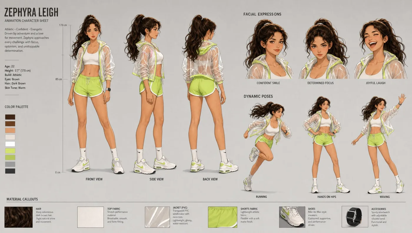 Professional animation character sheet prompt — Sonra