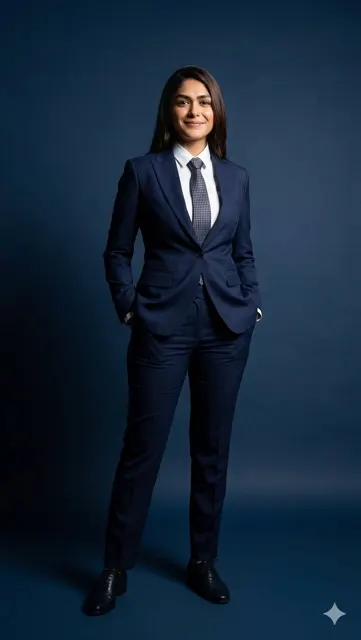 Navy suit businesswoman