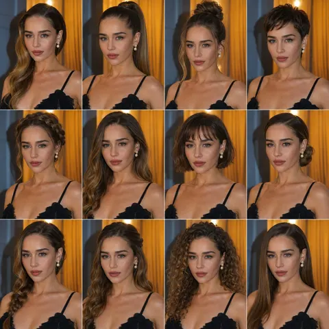 Same person multiple hairstyles photo collage