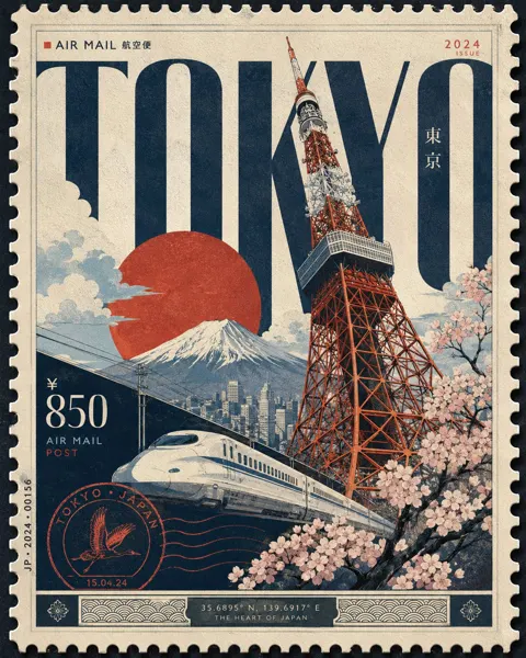 Premium city collectible stamp poster