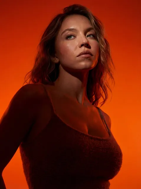 Dramatic heroic portrait orange light
