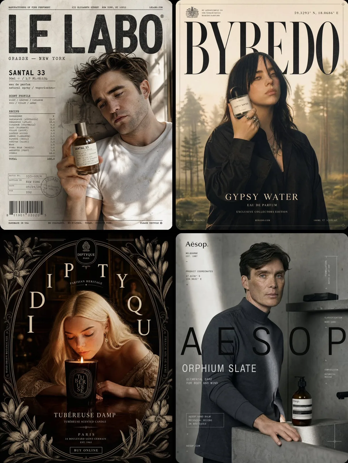 Le labo robert pattinson santal 33 fragrance poster — Sonra