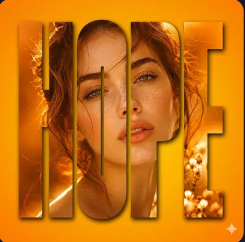Hope text mask portrait graphic