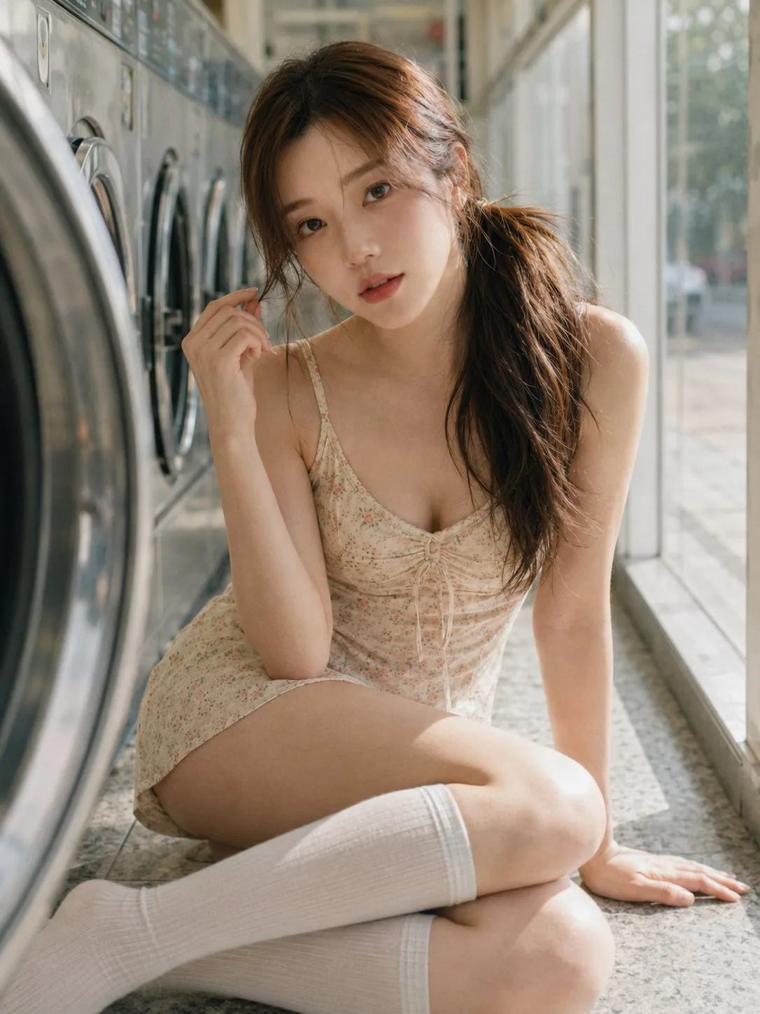 Summer laundromat fresh film portrait — After