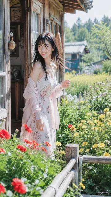 Spring rural girl telephoto photography