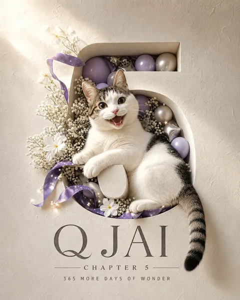 Playful cosmic pastel cat birthday poster