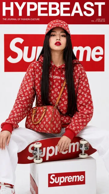 Luxury streetwear supreme lv korean woman magazine cover